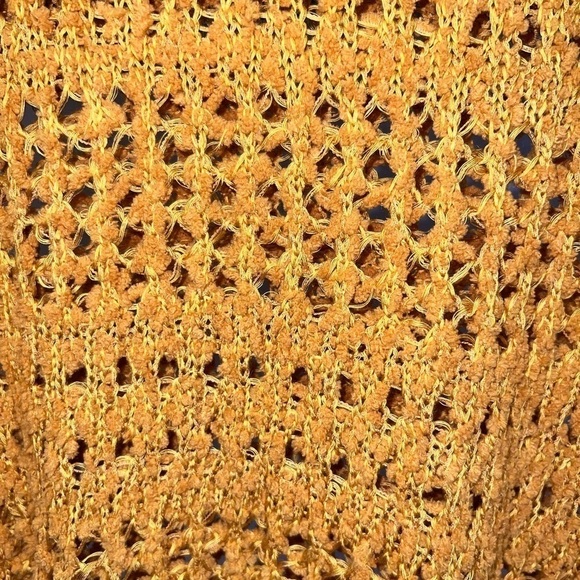 NWT SKY AND SPARROW Open Weave Mustard Womens Crop Sweater Size Small - Picture 4 of 8